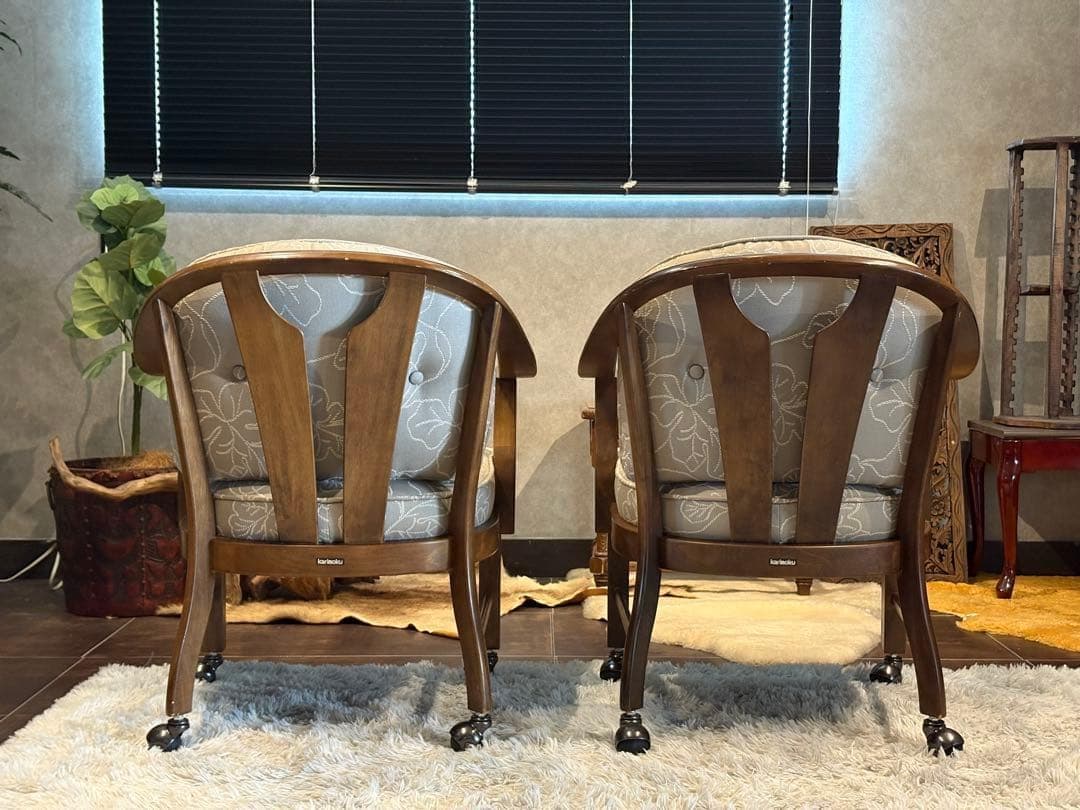 ①カリモク　karimoku アームチェア　アンティーク　ヴィンテージ SZ