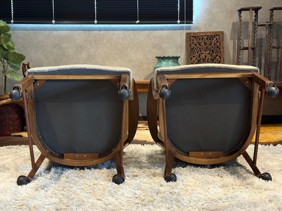 ①カリモク　karimoku アームチェア　アンティーク　ヴィンテージ SZ