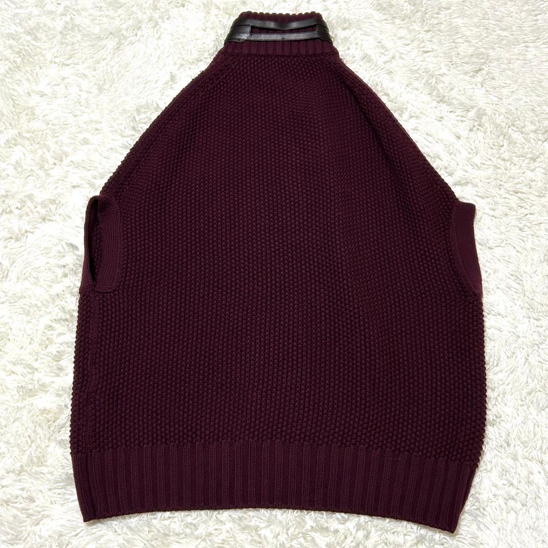 極美品✨】サルヴァトーレフェラガモ ポンチョ ニット レザー ボルドー