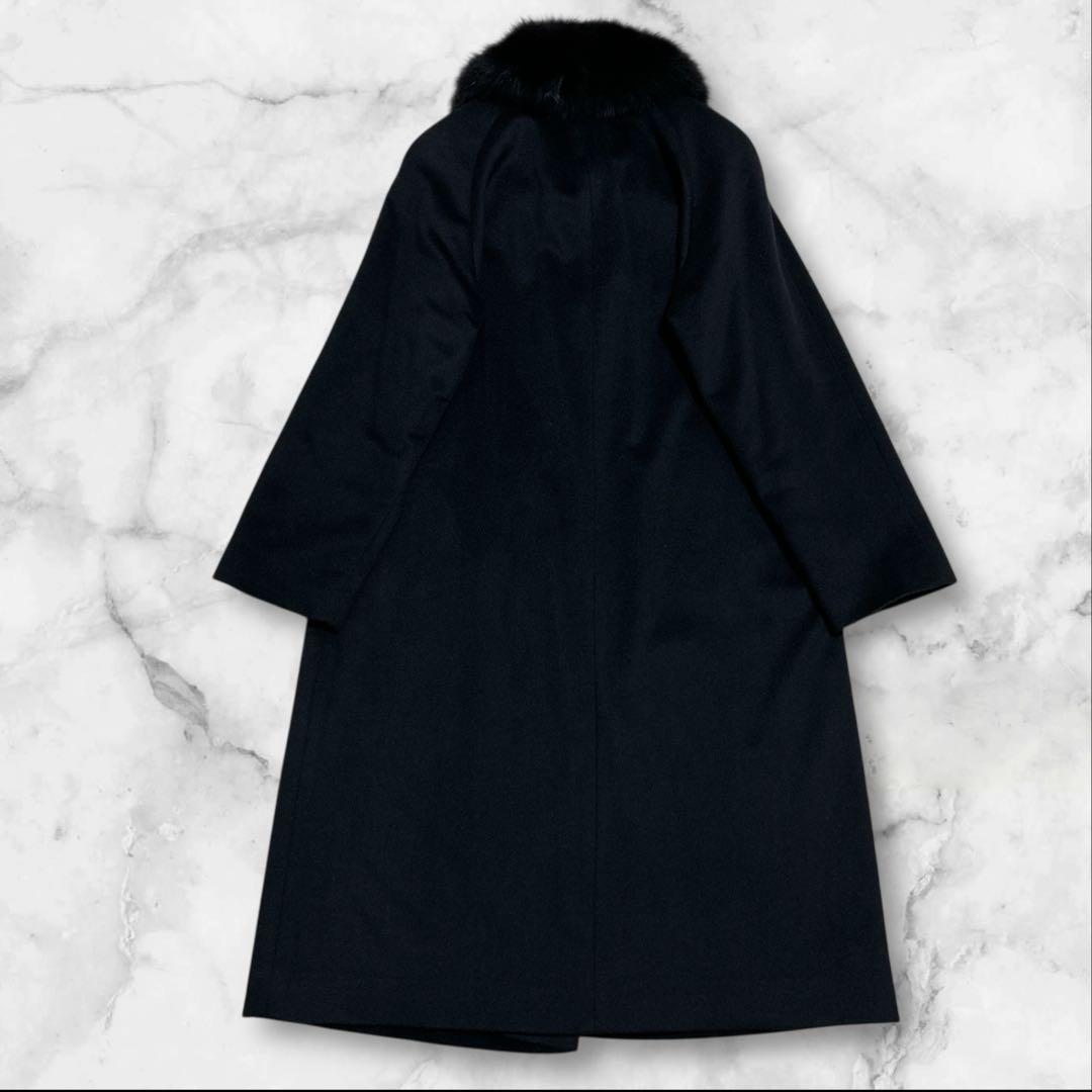 極美品✨カシミヤ100% ロングコート ファー　取り外し可能 2way ブラック