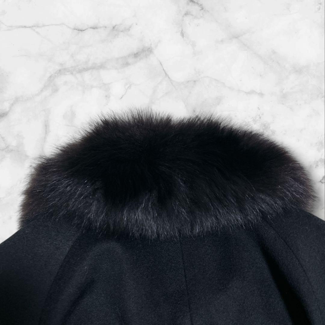 極美品✨カシミヤ100% ロングコート ファー　取り外し可能 2way ブラック