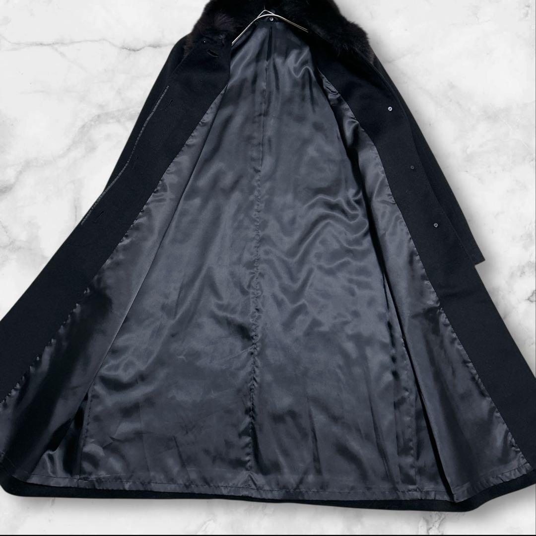極美品✨カシミヤ100% ロングコート ファー　取り外し可能 2way ブラック