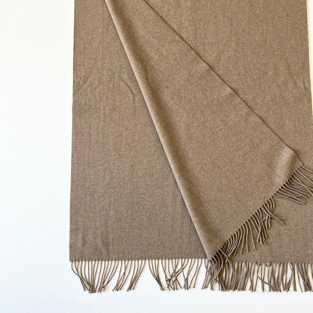 4871【美品】ジョンストンズ　大判ストール ウール90 カシミヤ10 ベージュ