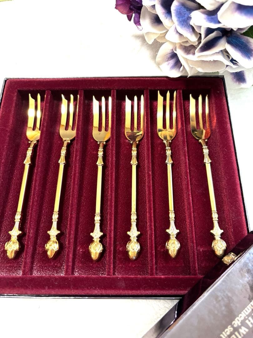 クリストフウィドマン 24金 デコラクラッシック ティーフォーク 6本 訳