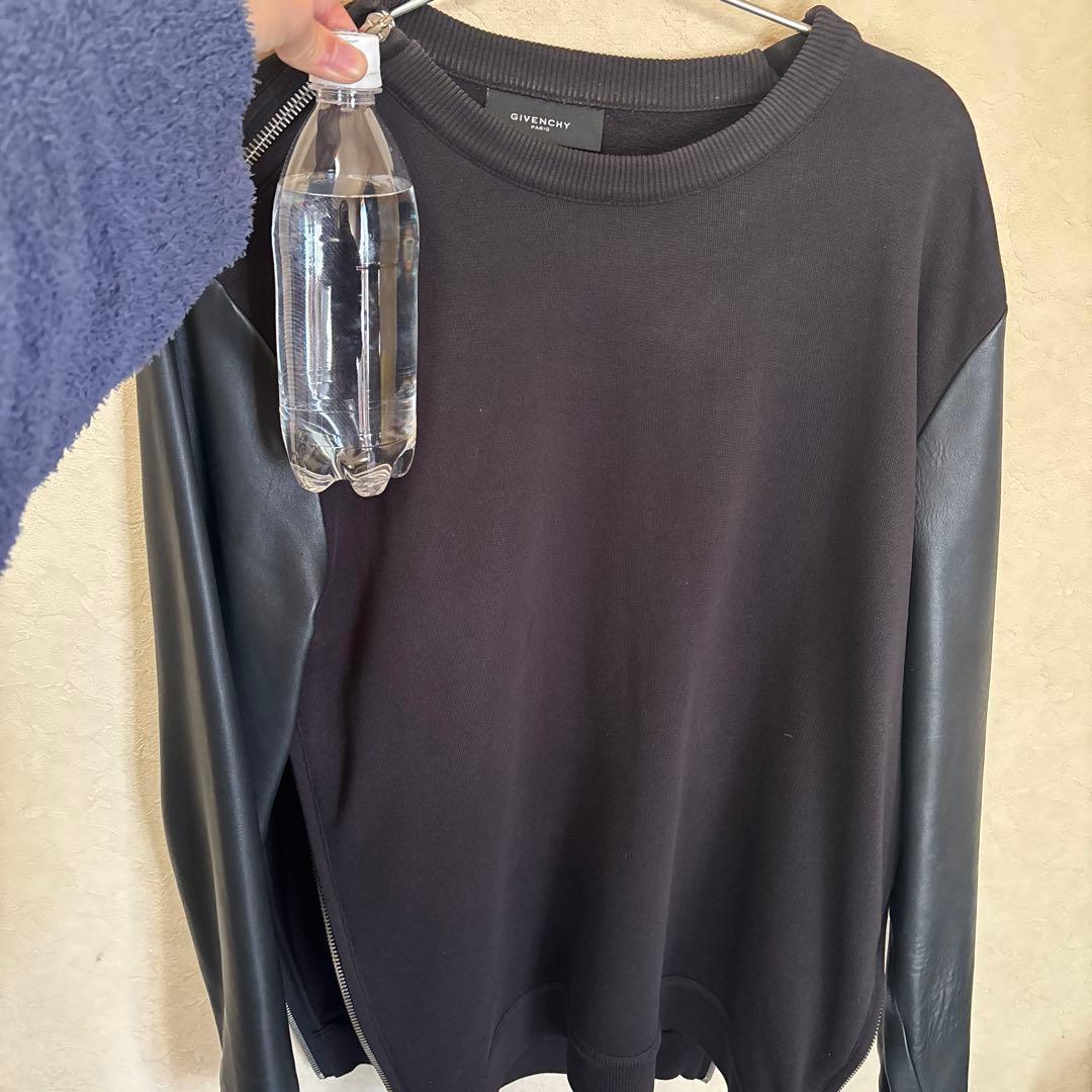 GIVENCHY ジバンシー ラムレザースウェット トレーナー S 黒 ジップ