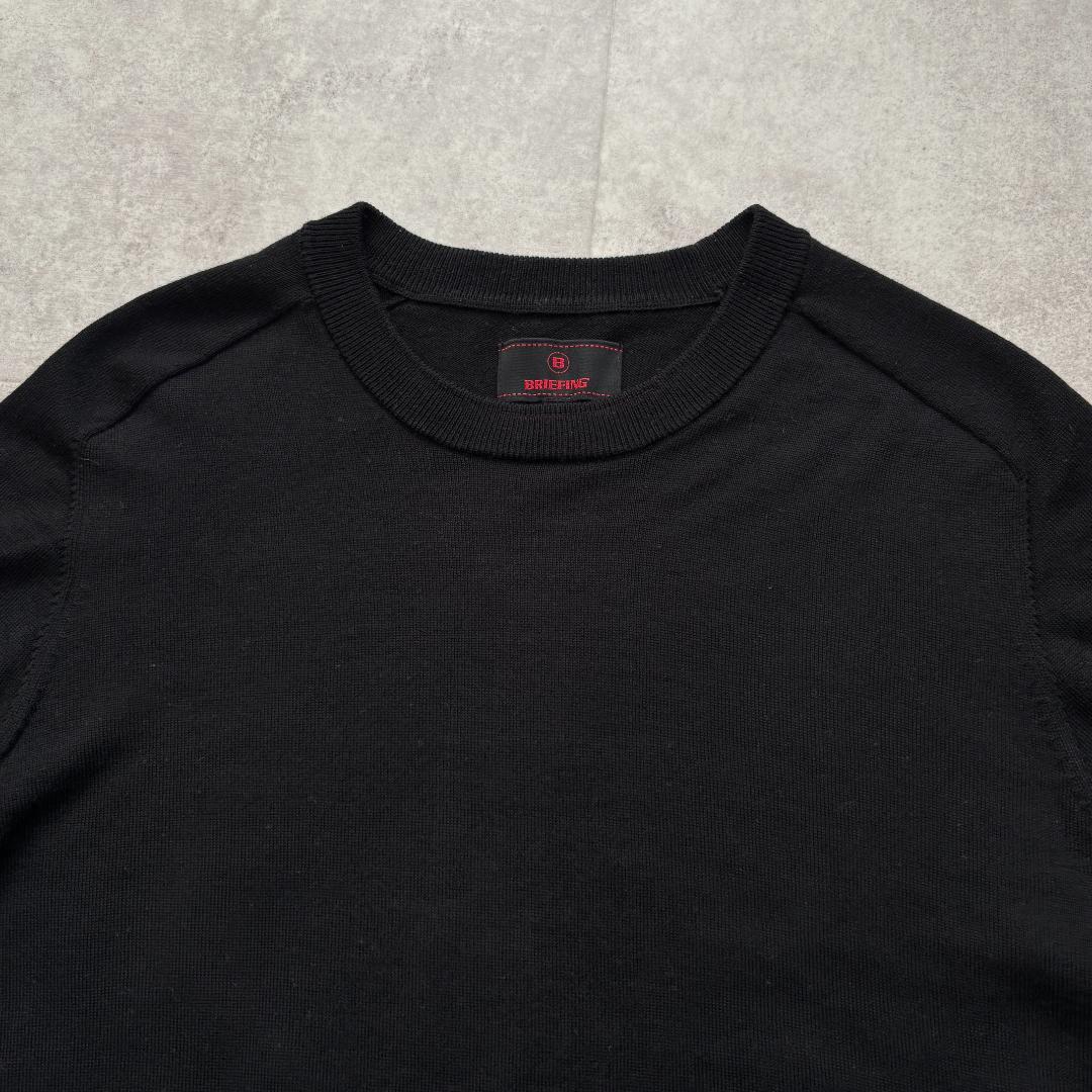 【腕章ロゴ・バックロゴ】BRIEFING/クルーネックニットセーター/黒/L