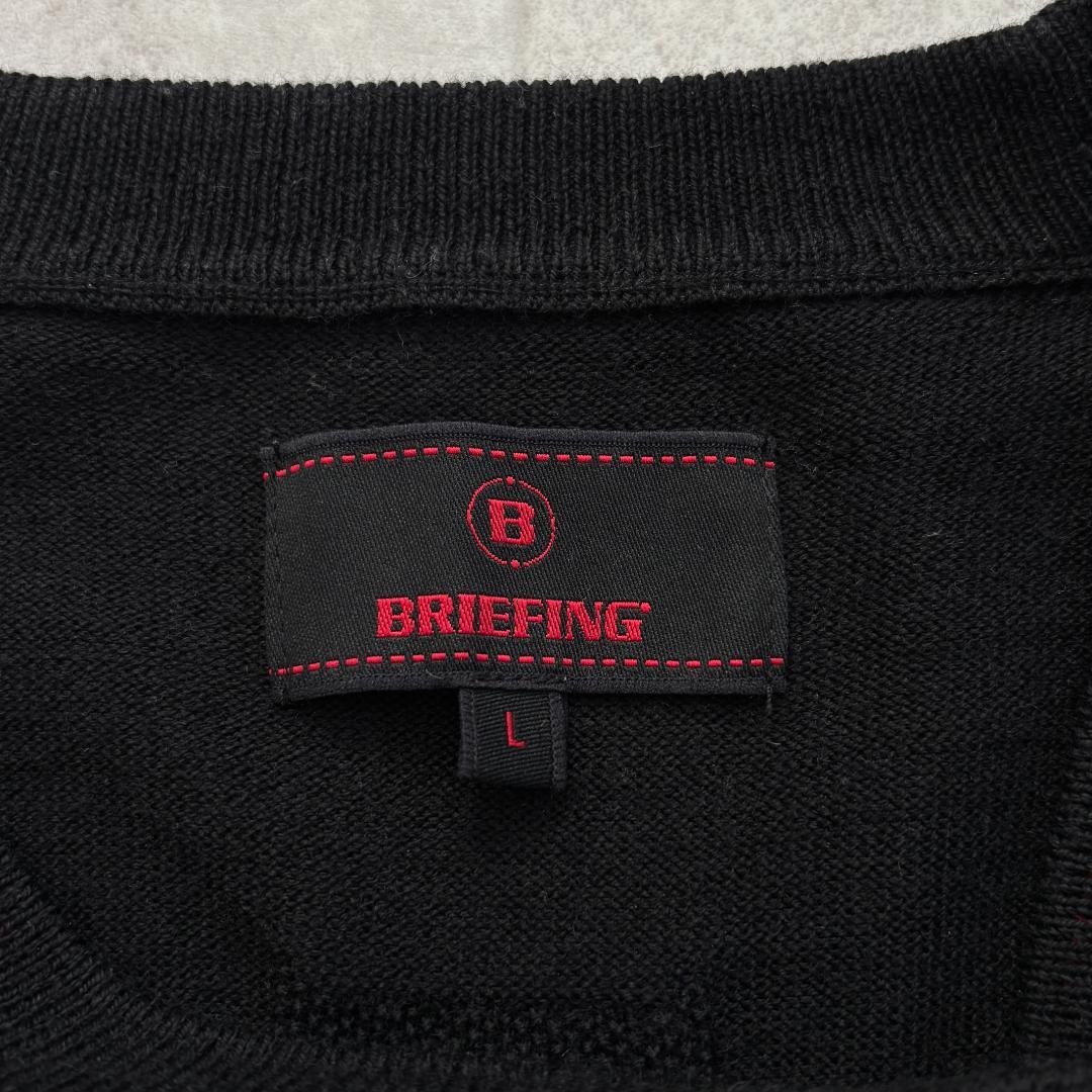 【腕章ロゴ・バックロゴ】BRIEFING/クルーネックニットセーター/黒/L