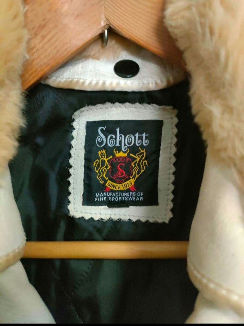 現行タグ　良品　Schott ホワイト ダブルライダースジャケット　ユーズド加工