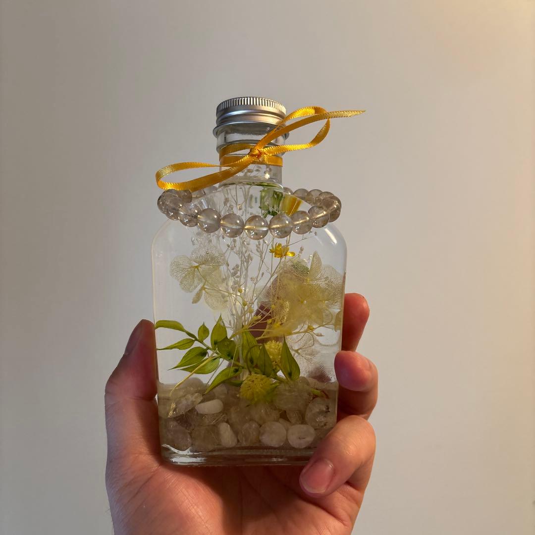 ゴールドパワーハーバリウム！ルチル入り！綺麗！