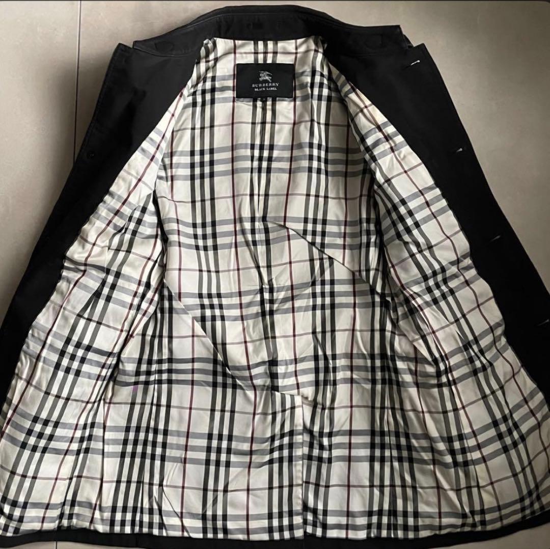 バーバリーブラックレーベル コットン ステンカラー コート ノバチェック M