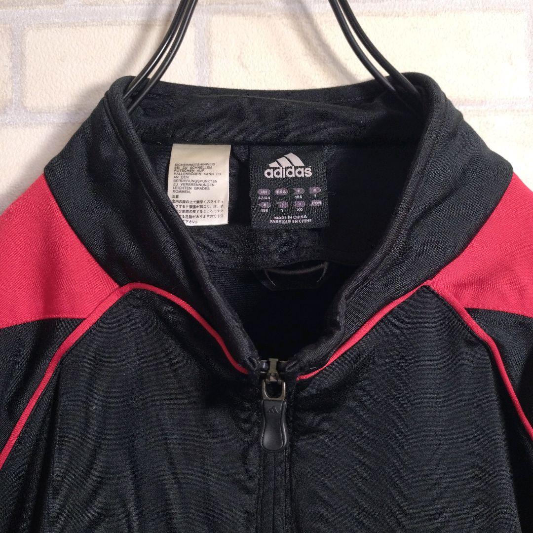 アディダス☆00s ACミラン 刺繍ロゴ セットアップ 上下 黒 2XL 訳あり