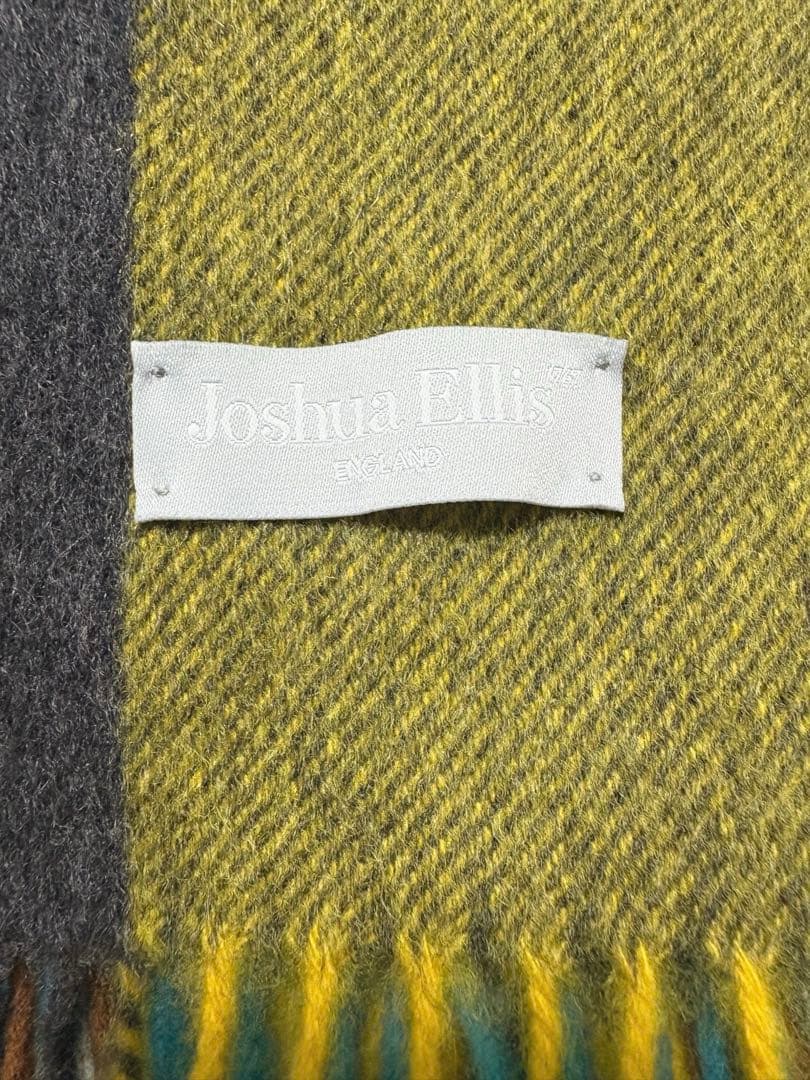 美品 ジョシュアエリス 大盤 ストール マルチ ブロックチェック 50×190