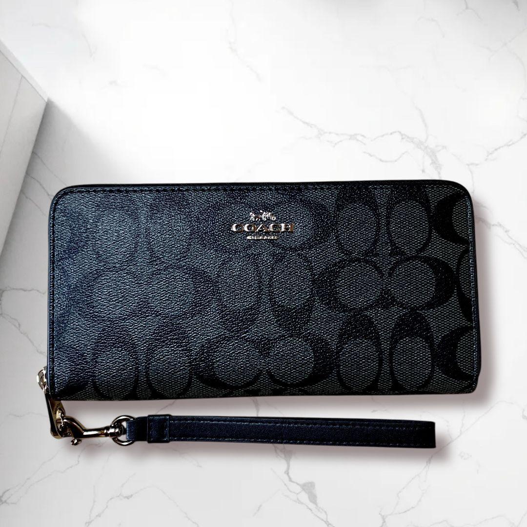 極美品 コーチ ブラック シグネチャー 長財布 男女兼用 - メルカリ