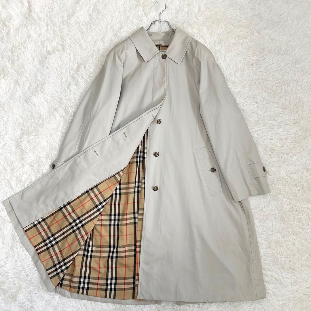 バーバリー ステンカラーコート グレー トレンチコート ノバチェック レディース