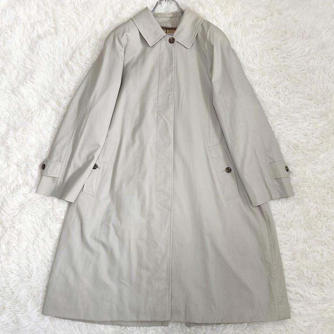 バーバリー ステンカラーコート グレー トレンチコート ノバチェック レディース