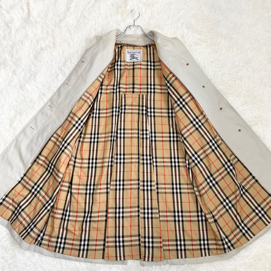 バーバリー ステンカラーコート グレー トレンチコート ノバチェック レディース