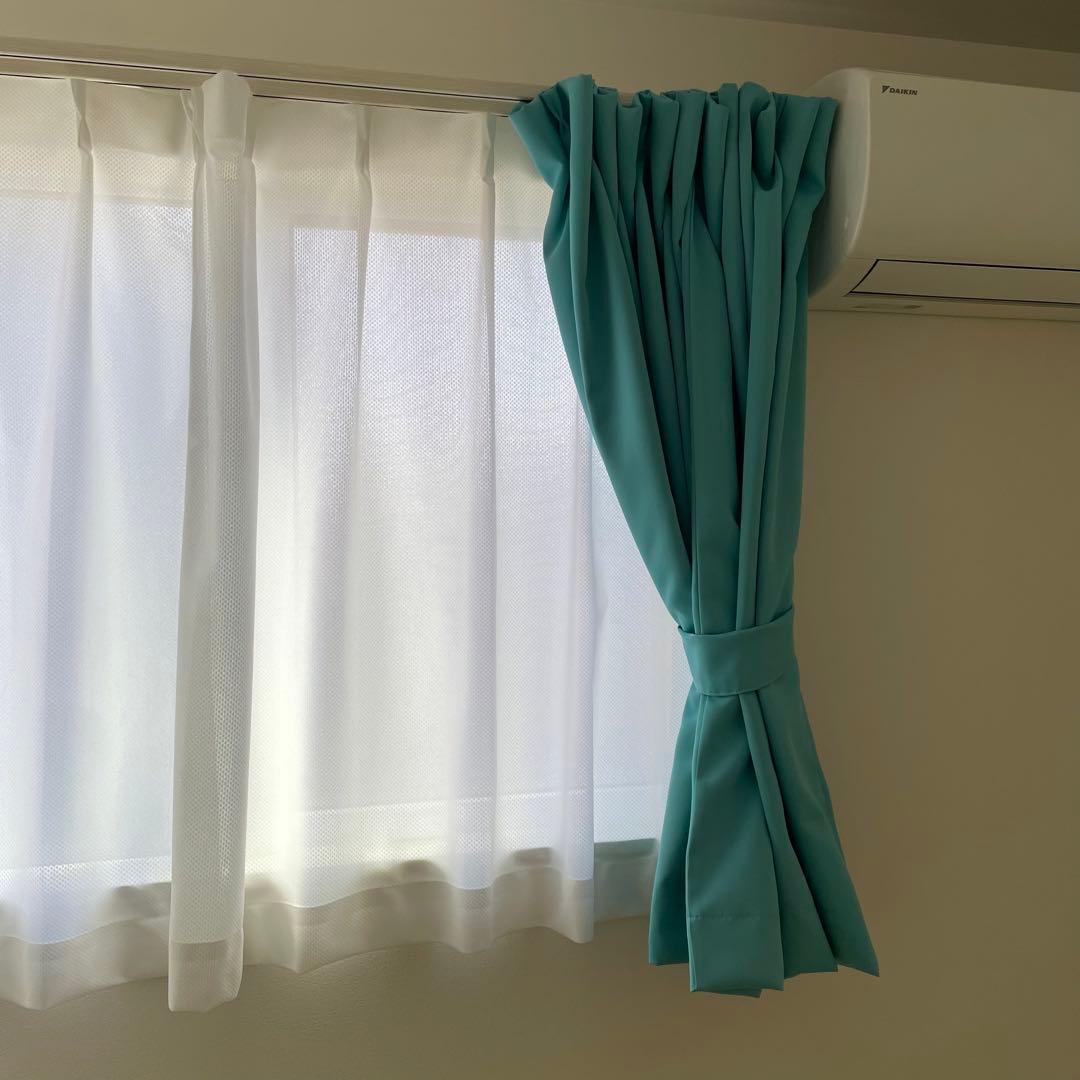★超美品★ 日本製　1級遮光カーテン　ターコイズ　200cm 110cm
