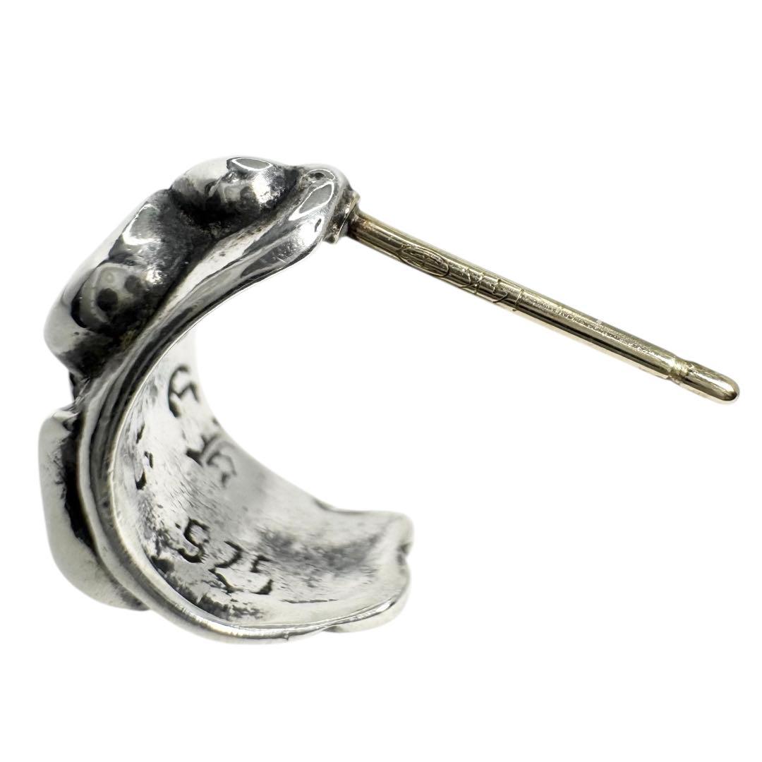 ★未使用★ CHROME HEARTS カーブド ティアドロップ ピアス SV