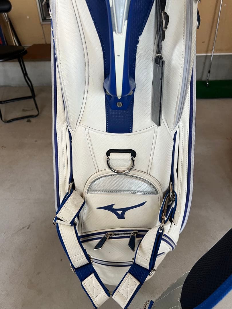 MIZUNOゴルフ キャディーバッグ ツアーシリーズ メンズ ホワイト×ネイビー