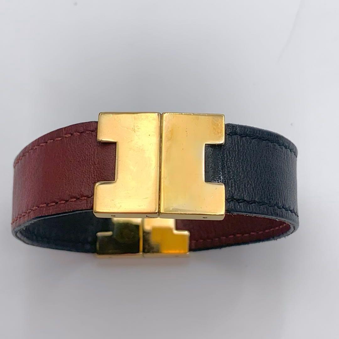 エルメス ルーリーブレス ゴールド金具 レザー ブラッグ ボルドー バングル