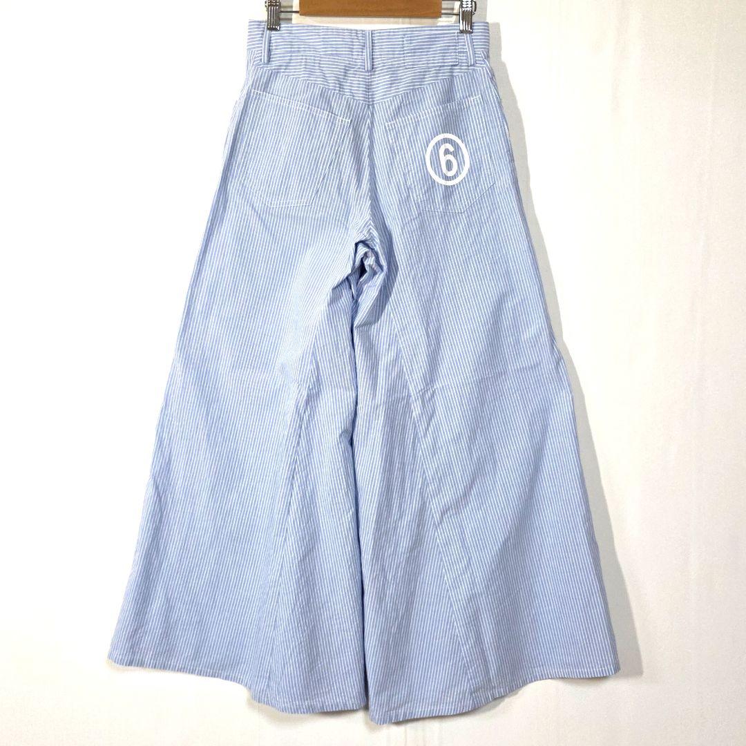 MM6メゾンマルジェラ【36】フレアパンツ 水色 キュロットストライプ 夏