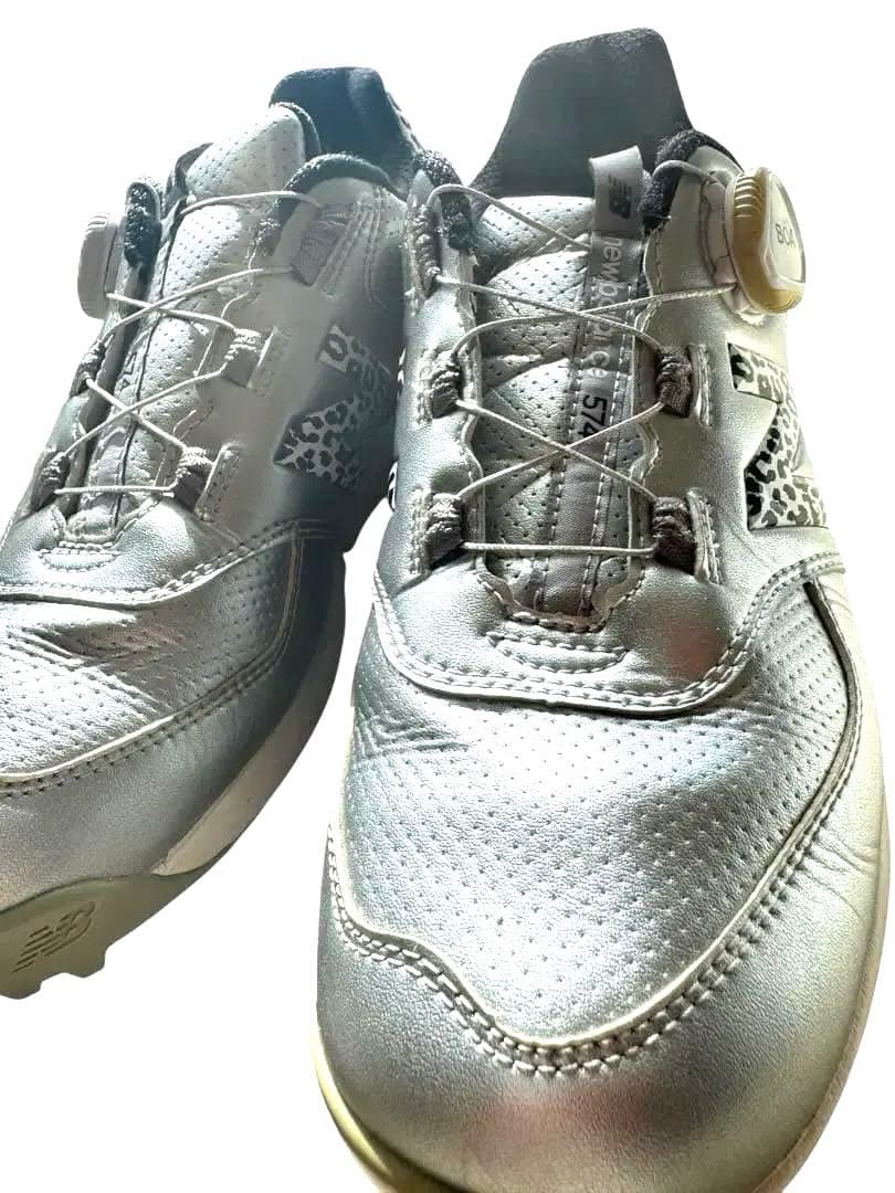 ニューバランス WGBS574L ゴルフシューズ ボアレオパード 25.5cm