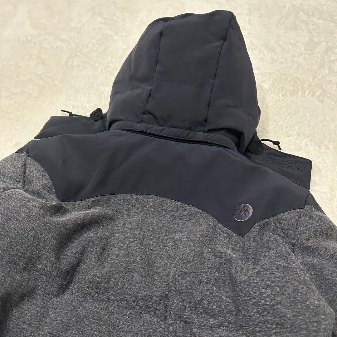 【美品】マーモット エンペラーダウン ヘリンボーン ジャケット ロゴ刺繍