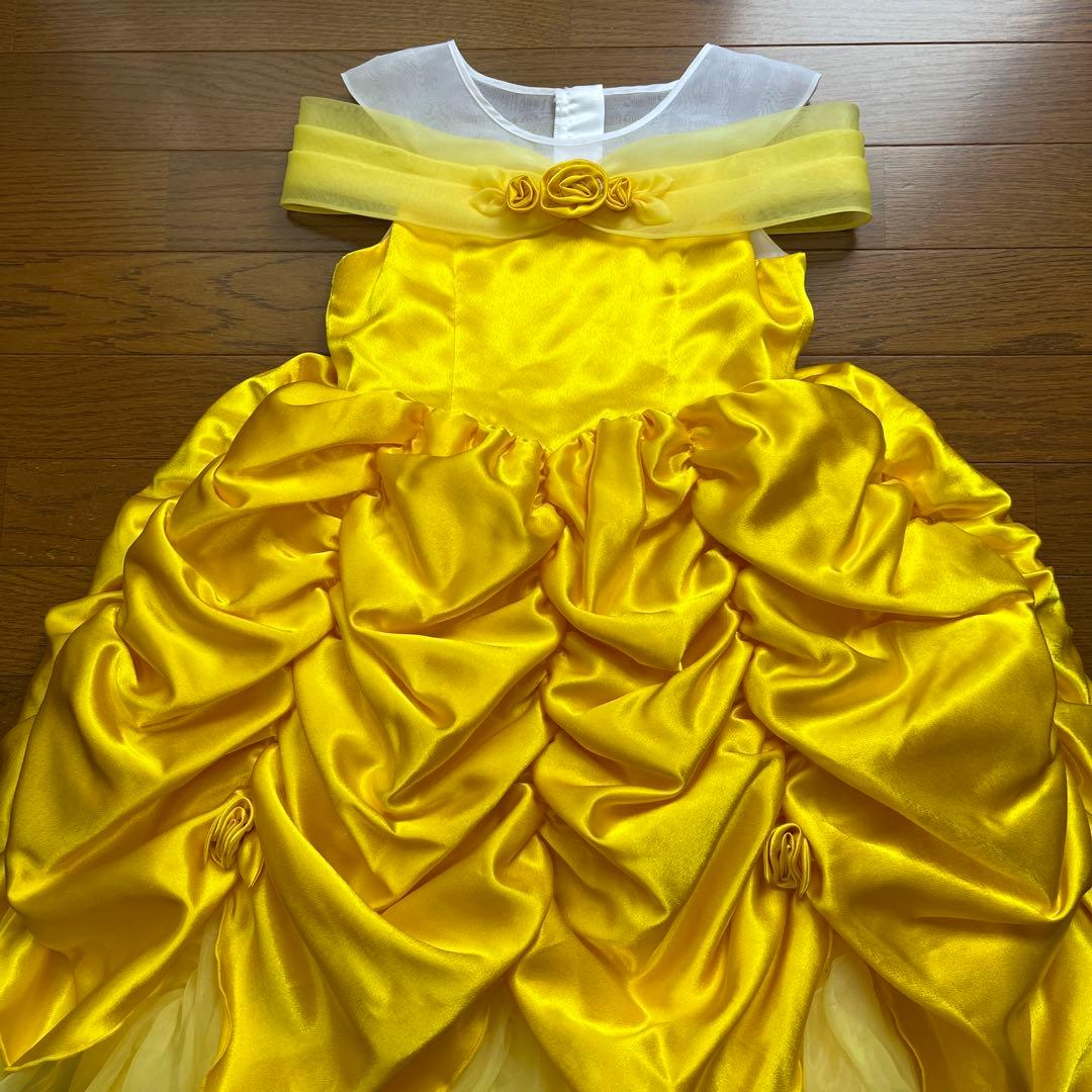 TDRビビディ・バビディ・ブティックのベルの黄色ドレス着丈_サイズ130