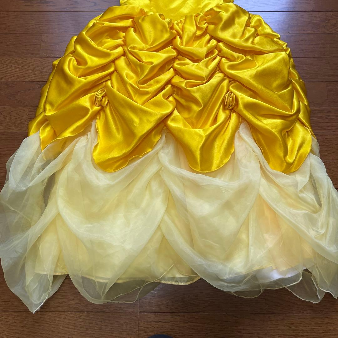 TDRビビディ・バビディ・ブティックのベルの黄色ドレス着丈_サイズ130