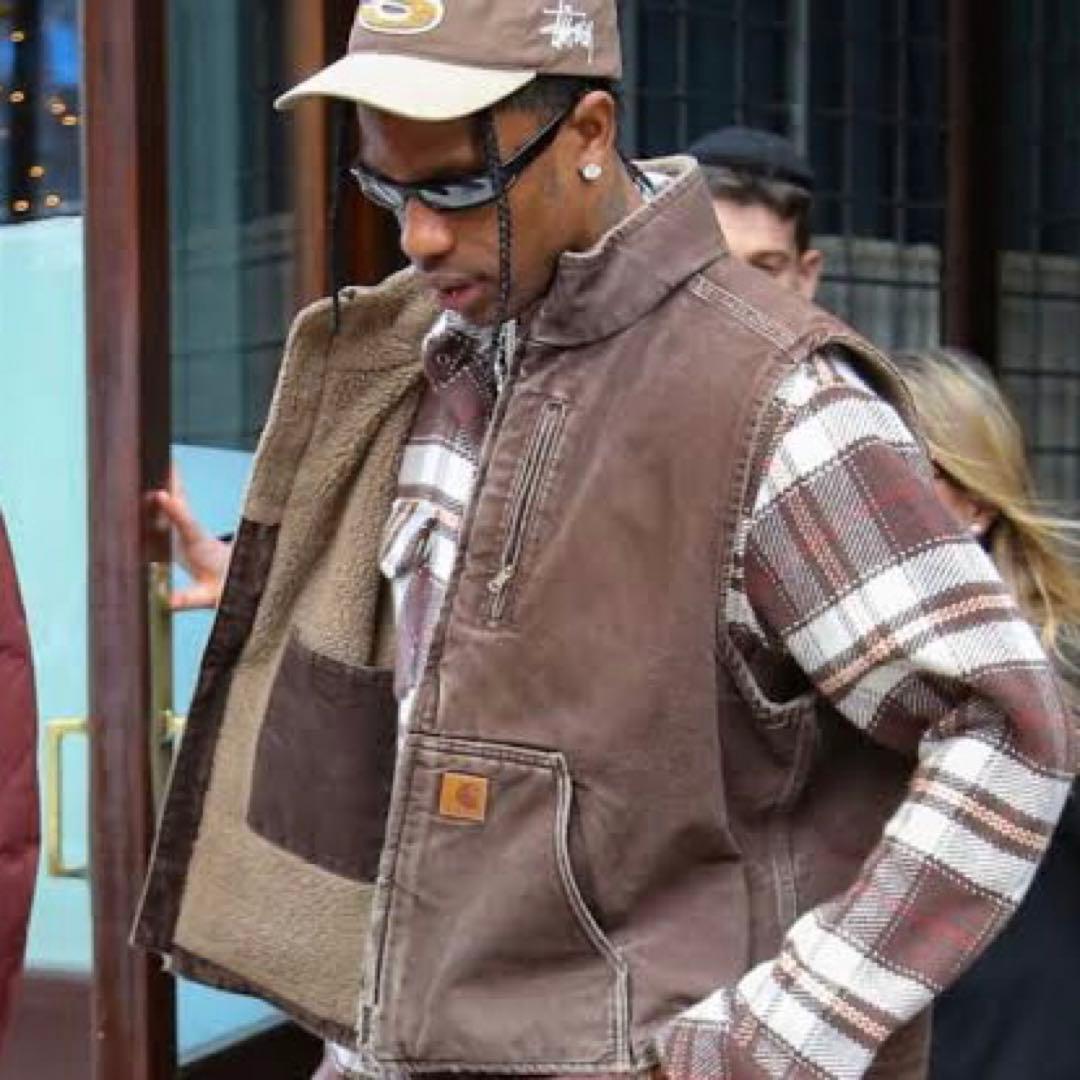Travis Scott着用】Carhartt ダッグ ボア ベスト 古着 - メルカリ