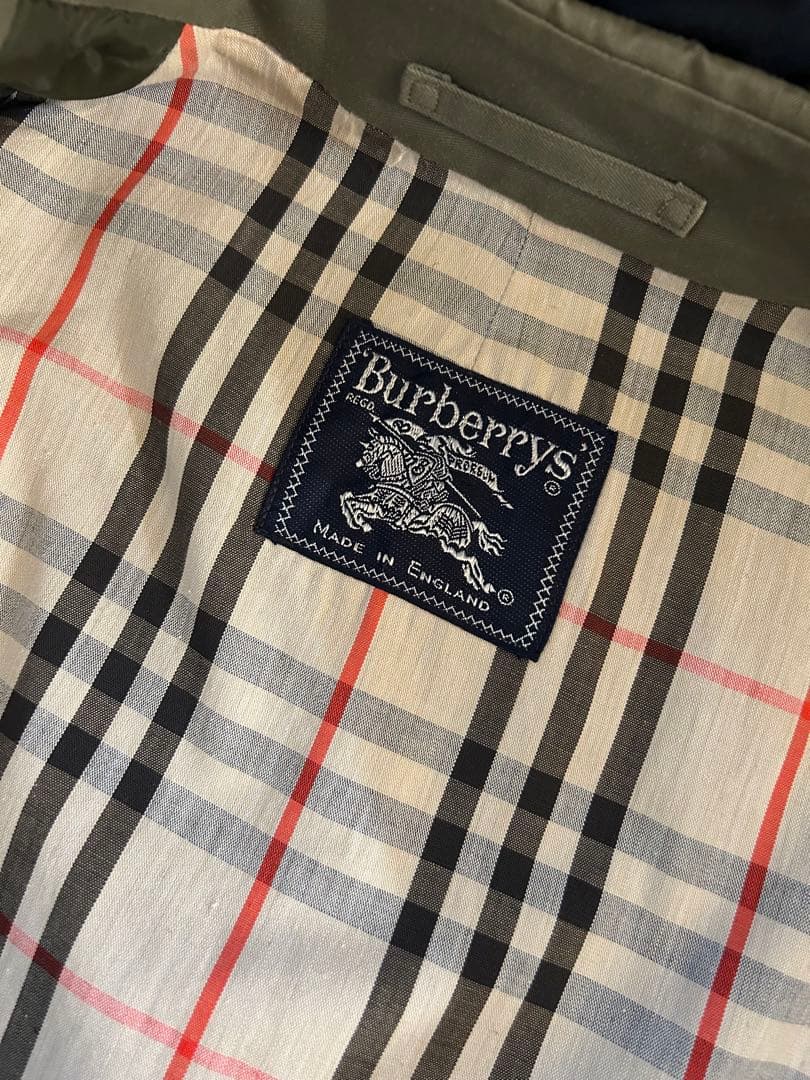 ビンテージBurberry 1枚袖 ステンカラー コート オリーブ イギリス製