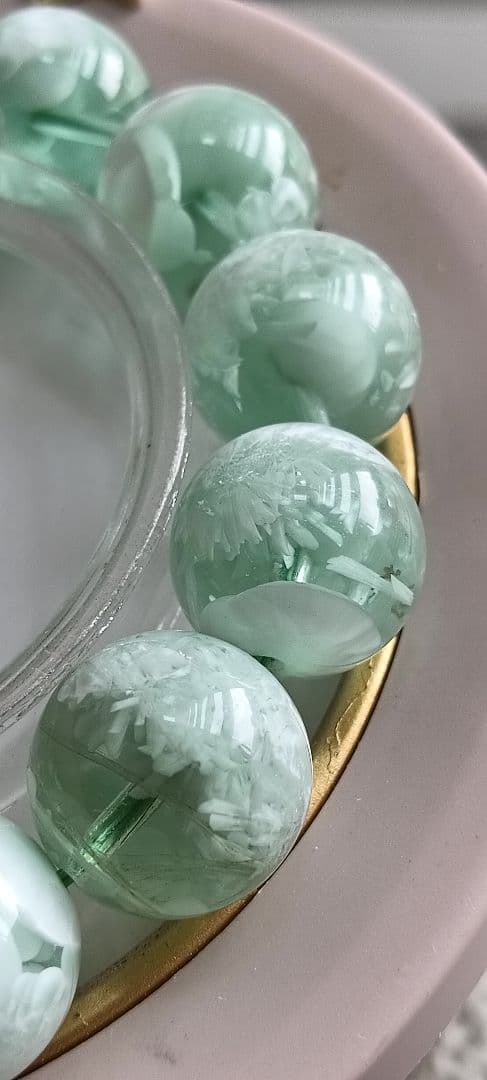 超超超レア石‼️グリーンラリマー約16ミリ内径約18センチ 原石写真付き❤❤