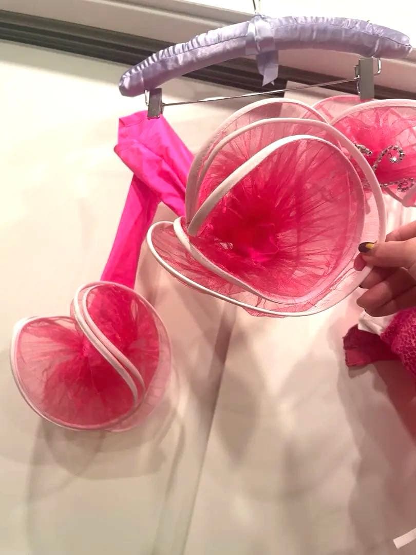 ピンク フリル社交ダンス衣装 セット