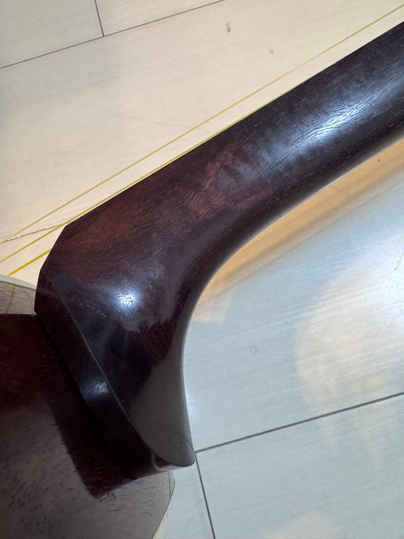 民謡三味線 中棹 紅木 地唄 二本溝 片面皮やぶれあり