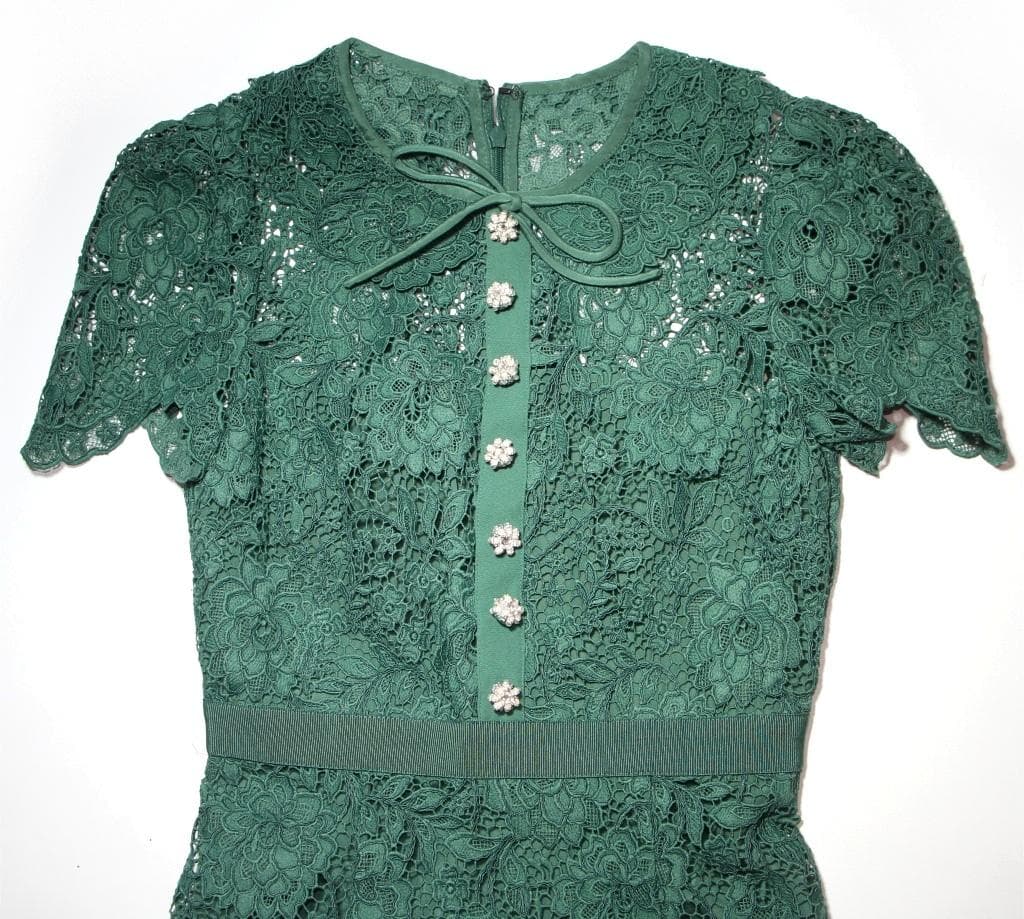 ジ*ン様 セルフポートレイト ワンピース コードレース グリーン UK8 未使用