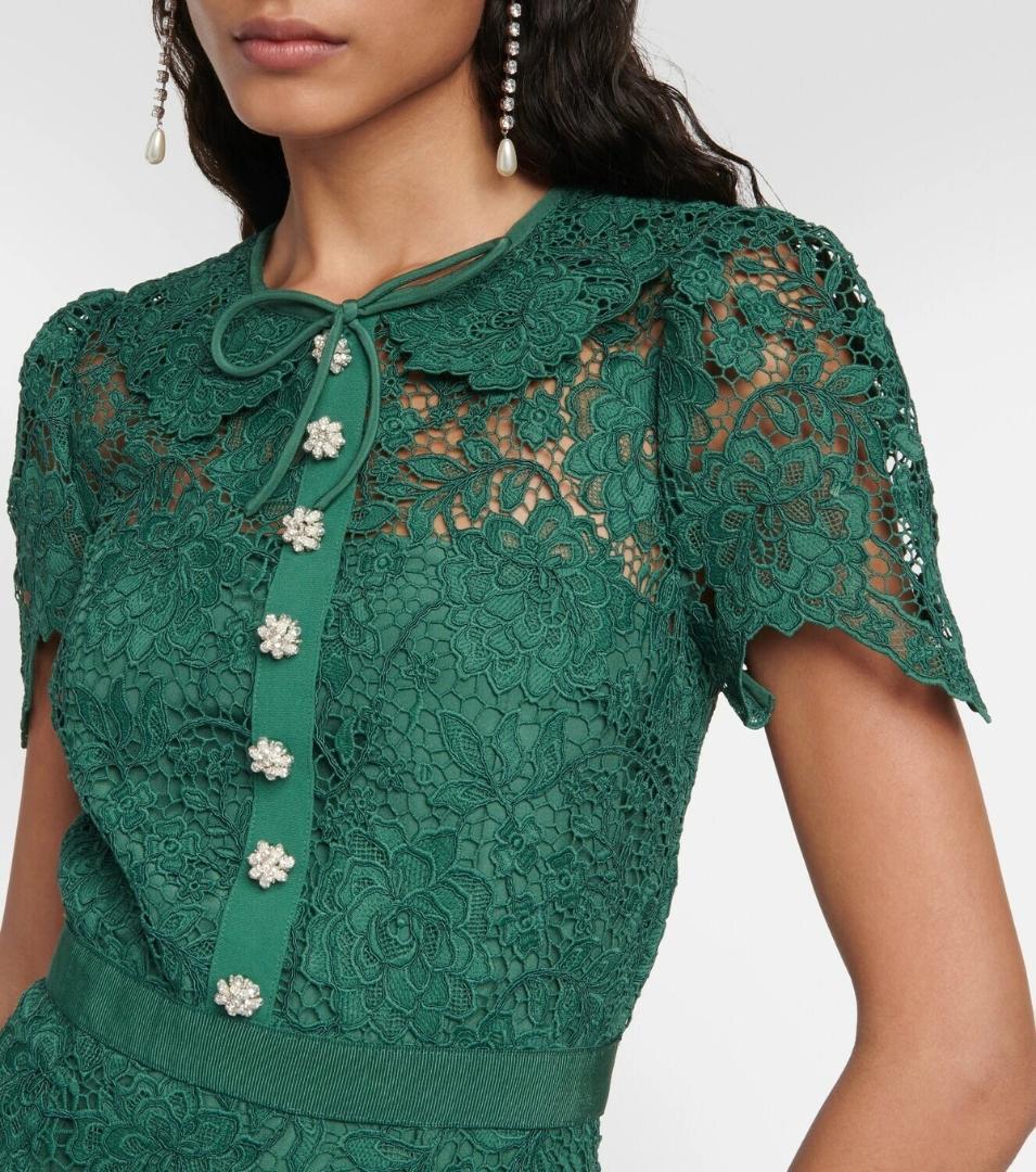 ジ*ン様 セルフポートレイト ワンピース コードレース グリーン UK8 未使用