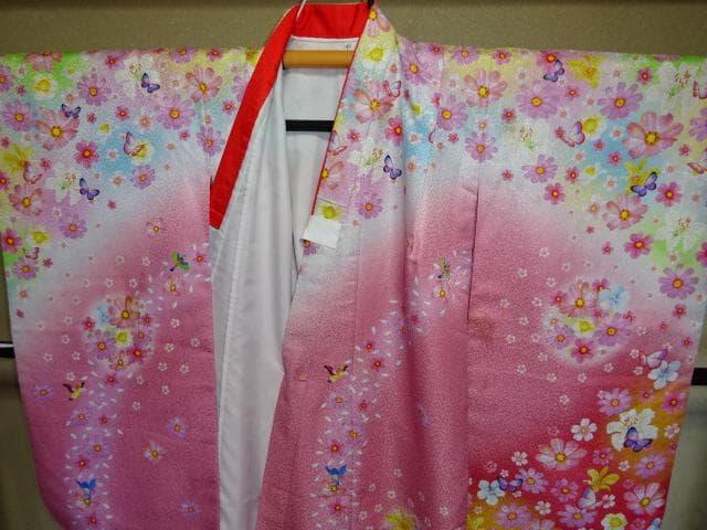 女児四つ身着物単品　pinkボカシ