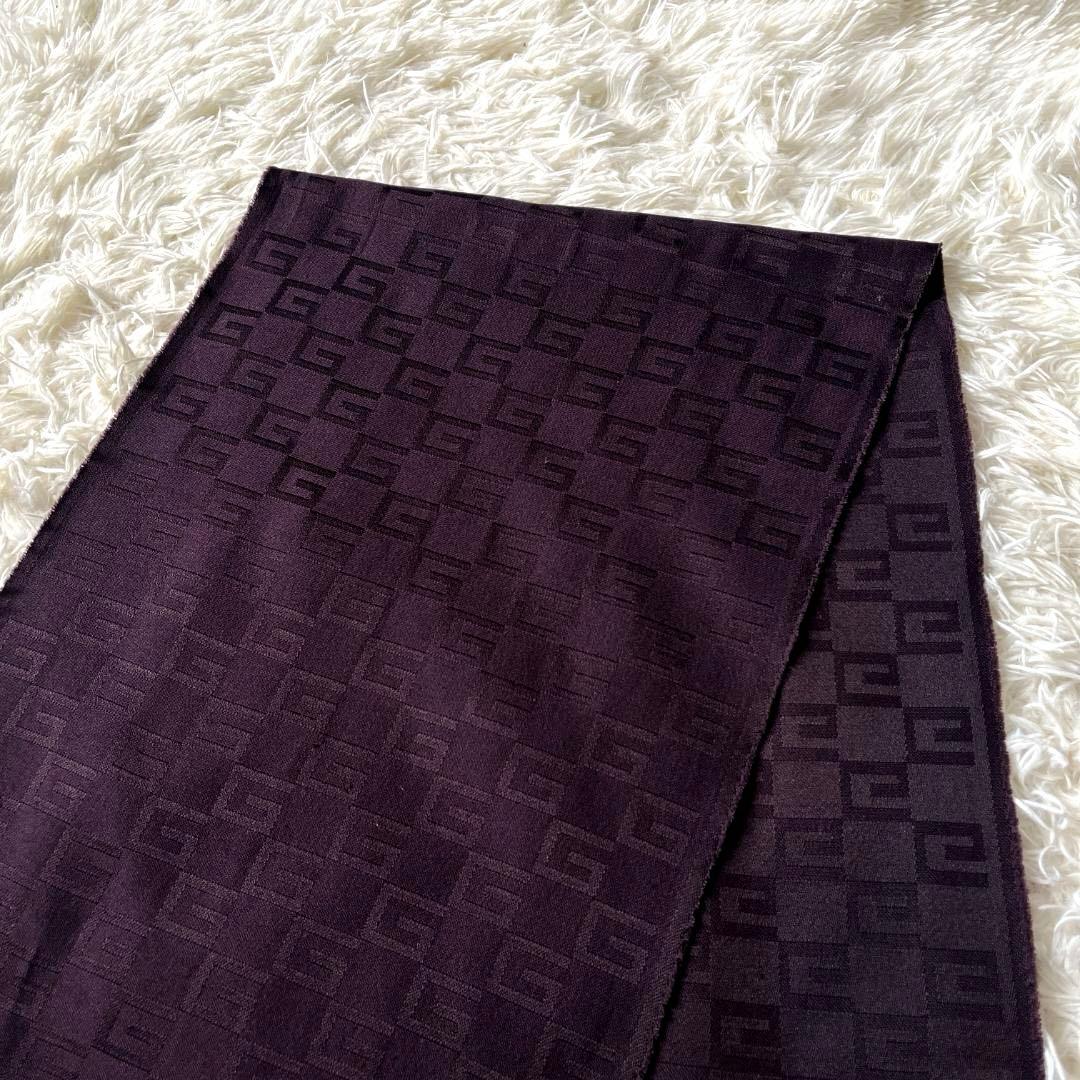 美品　GUCCI グッチ GGジャカード マフラー パープル ブラック　タグ付き