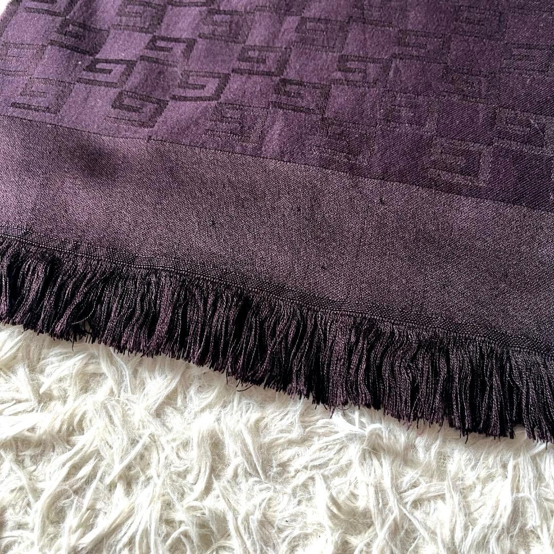 美品　GUCCI グッチ GGジャカード マフラー パープル ブラック　タグ付き