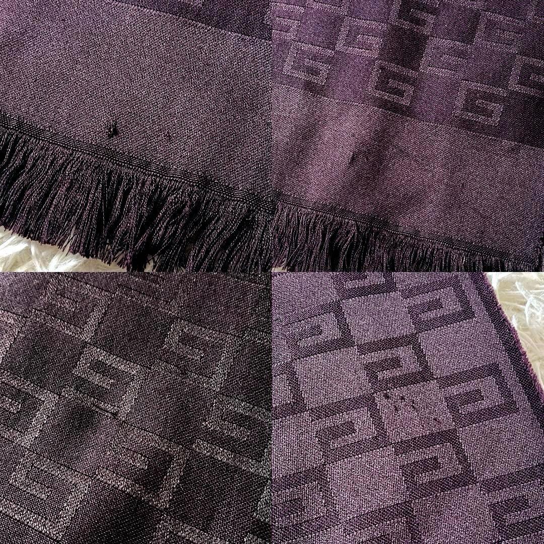 美品　GUCCI グッチ GGジャカード マフラー パープル ブラック　タグ付き