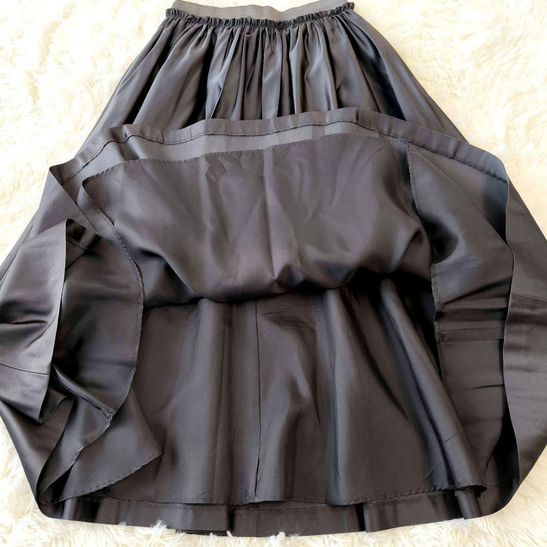 ebure エブール シルク プリーツ フレアスカート グレー