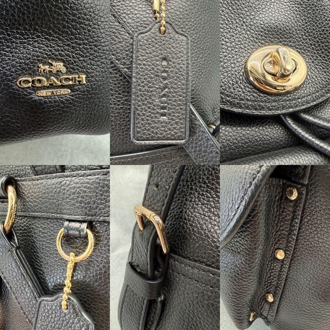 【美品】COACH コーチ ミニリュック レザー ブラック ターンロック 巾着型