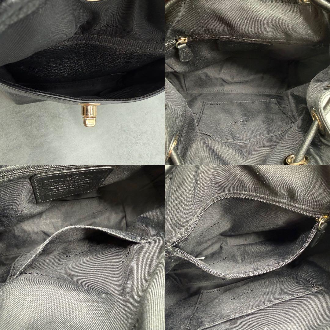 【美品】COACH コーチ ミニリュック レザー ブラック ターンロック 巾着型