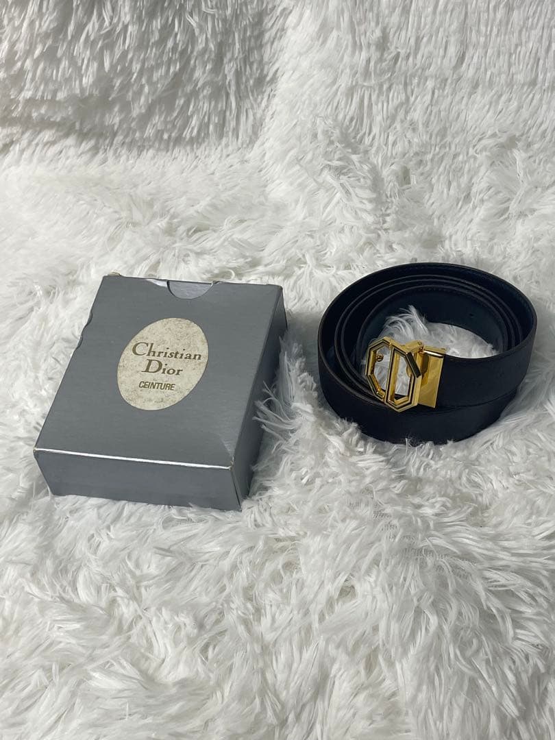 美品　DIOR ディオール ロゴバックル 本革リバーシブル ベルト 箱付き