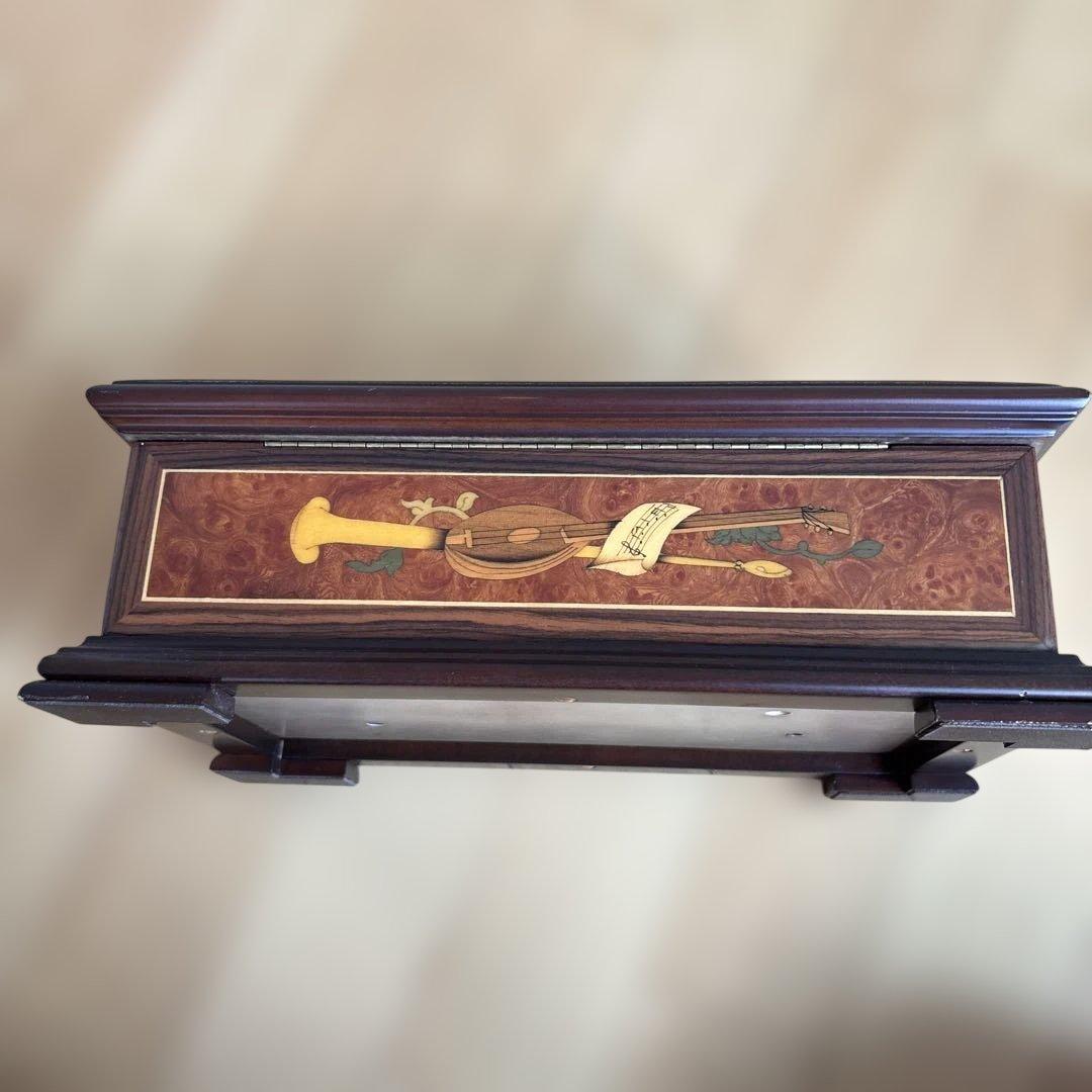 ⚠️箱のみ⚠️リュージュ72弁シリンダーオルゴール用 ボックス　空箱　楽器の象嵌模様