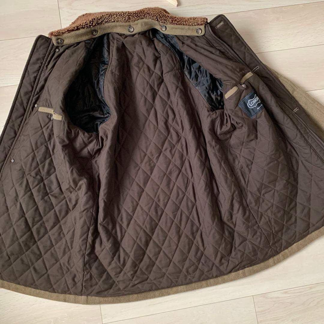 美品　LONGHI ウール　カシミヤ　ハーフコート　イタリア製　レザー　48