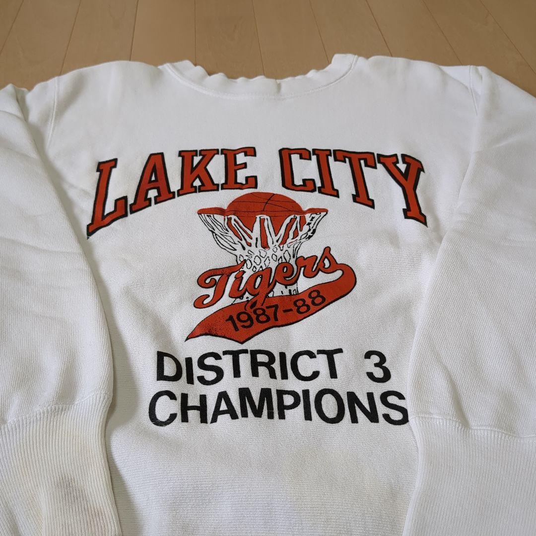 た*つ様 【80s トリコタグ】希少ホワイト×両面6段ラバープリント リバースウ