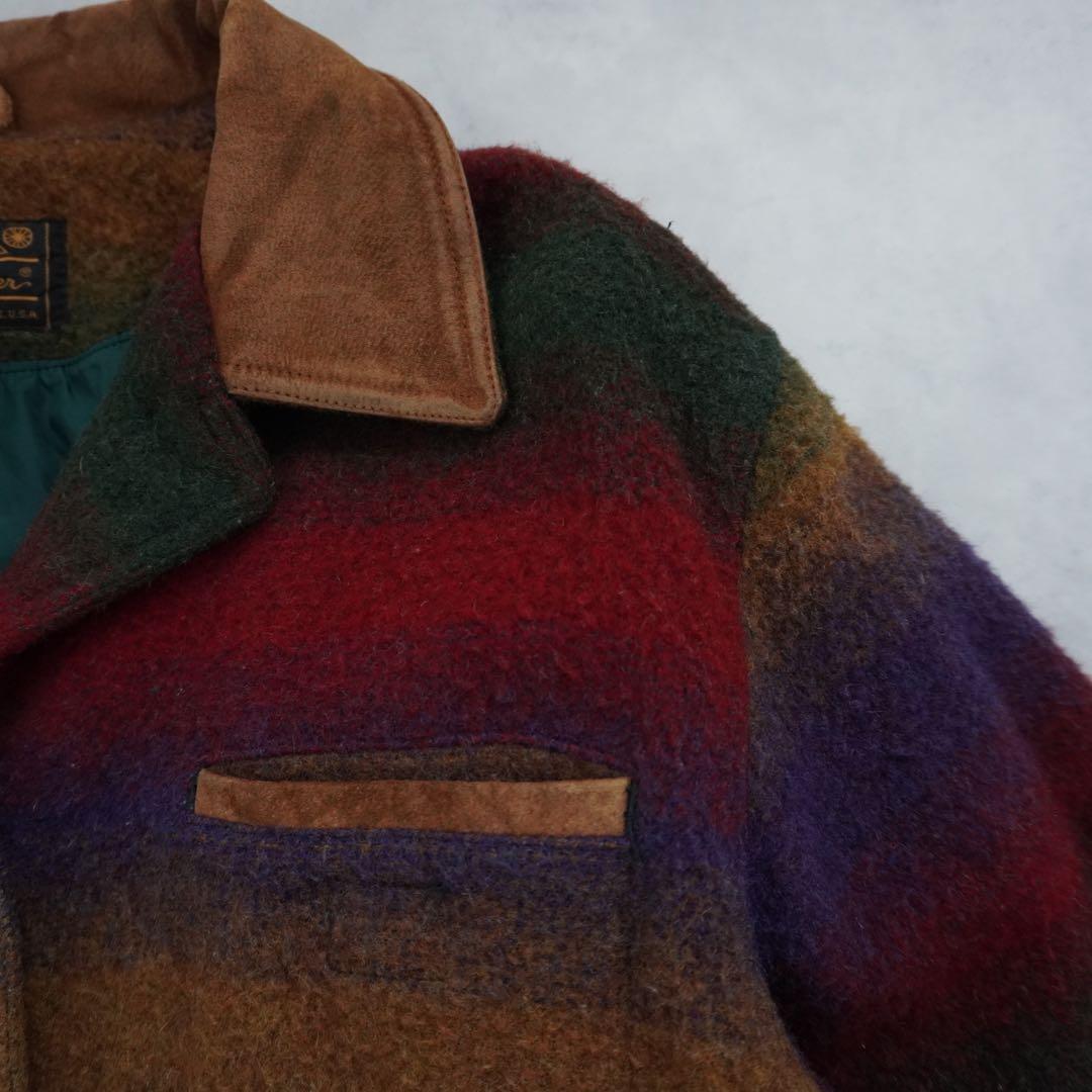 【80s】EddieBauerエディーバウアー ウールブランケットコート黒タグ