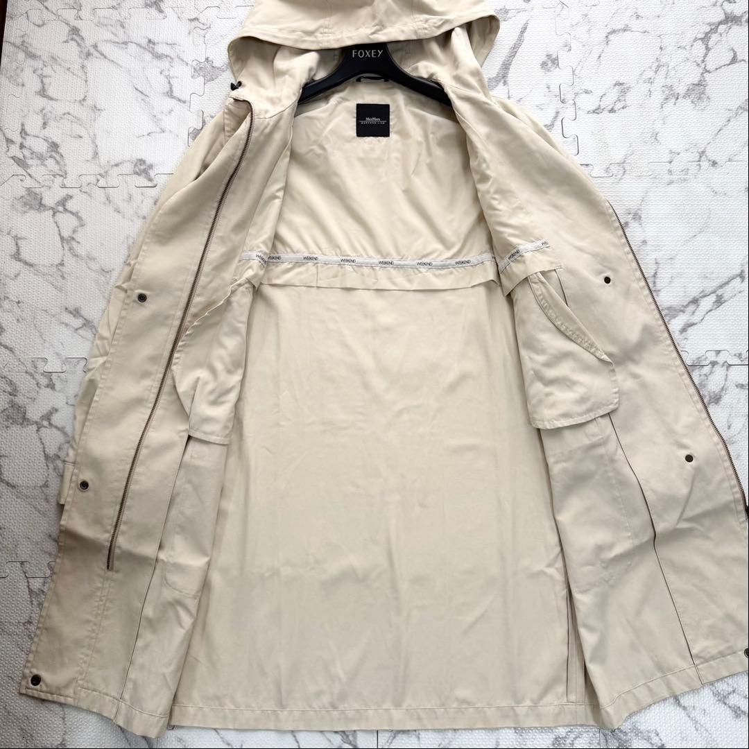 希少✨マックスマーラ フーデット ロングコート ナイロン アイボリー系 42