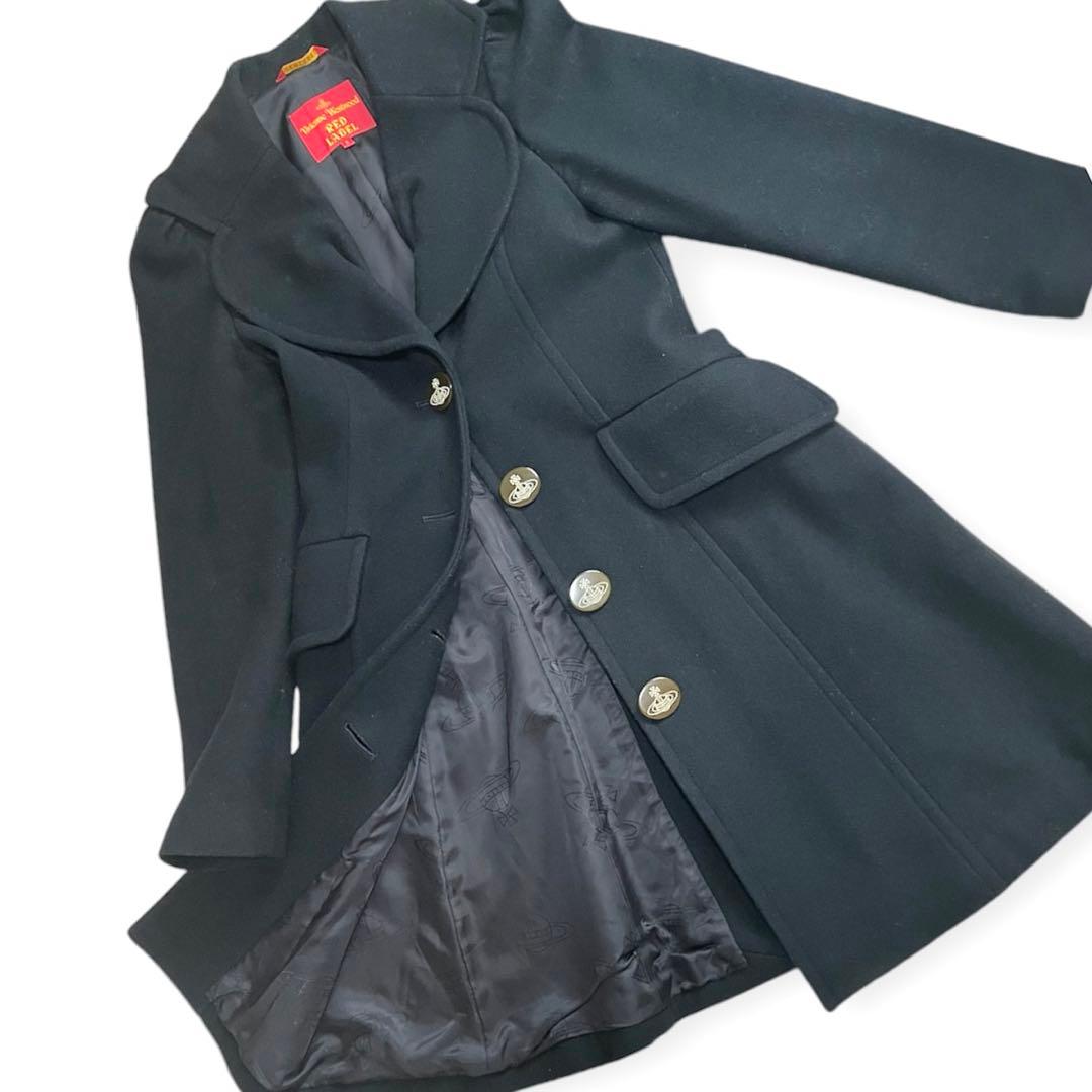 ヴィヴィアンウエストウッド コート ブラック ラブ襟コート 毛90% A